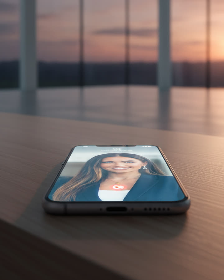 A phone on a desk showing Zaia on an incoming call