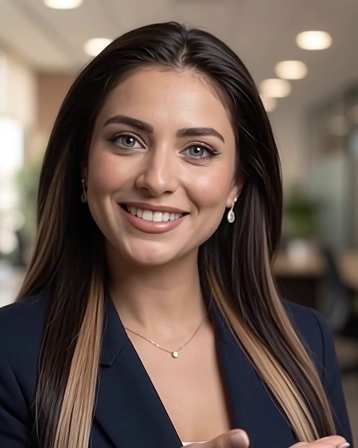Zaia smiling in her office, answering about a customer's photo